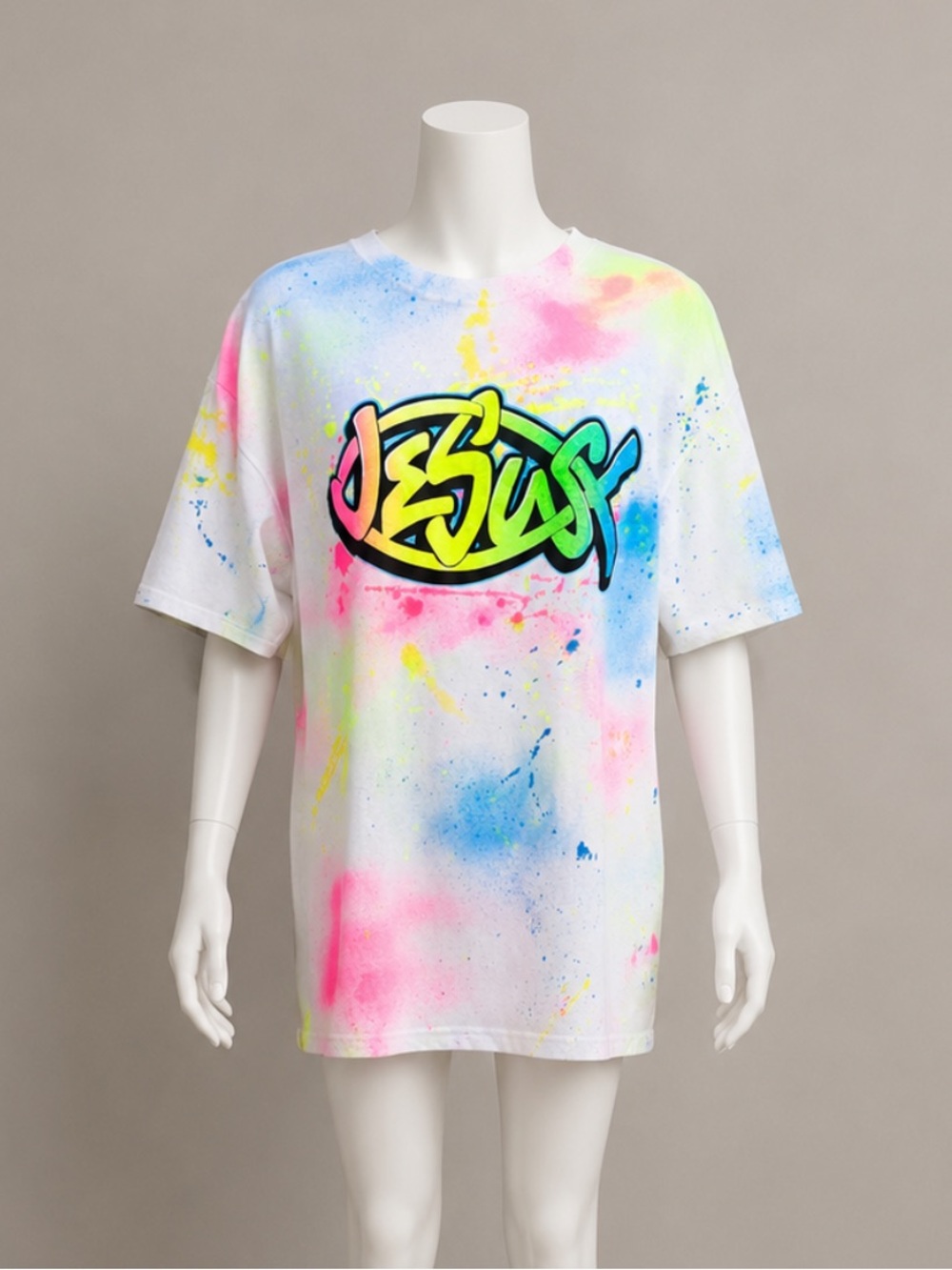 NWOT - JESUS Splatter painted Tee shirt hand painted